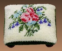 #102E - Flower Spray Footstool with Bun Feet
