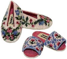 Ladies Pink Floral Slippers and Scuffs